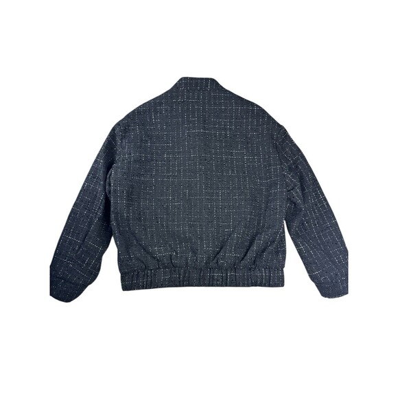 Anthropology Azel Hazel Academia Preppy Tweed Bomber Jacket Coat Black Medium - Picture 10 of 11